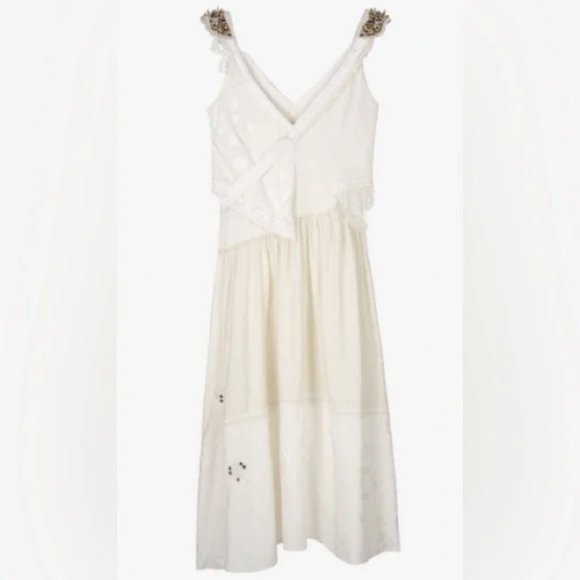 ZARA ATELIER OYSTER WHITE STUDDED BEADED DRESS LIMITED EDITION - Picture 5 of 11